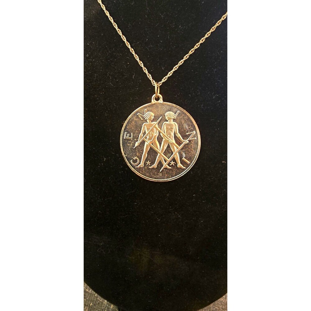 925 Sterling Silver Franklin Mint  Zodiac Pendant W/ 925 Rope Chain Necklace 18"